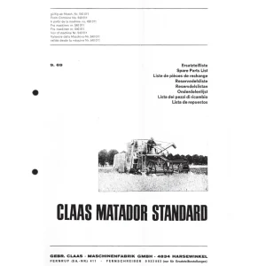 Claas Matador Parts Manual