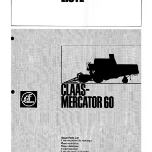 Claas Mercator 60 Parts Manual