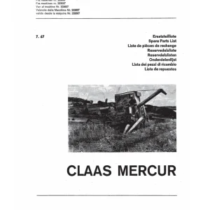 Claas Mercur Parts Manual