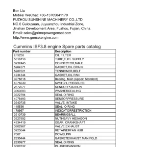 Cummins Isf3.8 Parts Manual