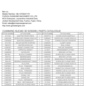 Cummins Isle340 30 Parts Manual