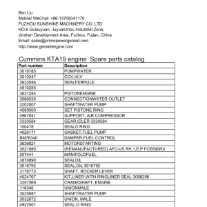 Cummins Kta19 Parts Manual