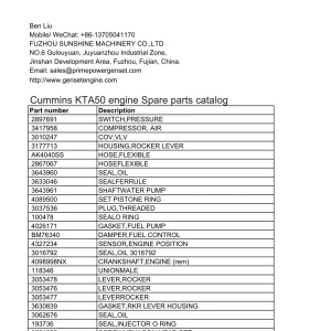 Cummins Kta50 Parts Manual
