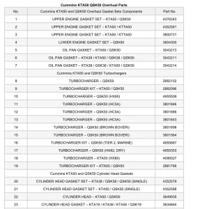 Cummins Kta50 Qsk50 Overhual Operators Manual
