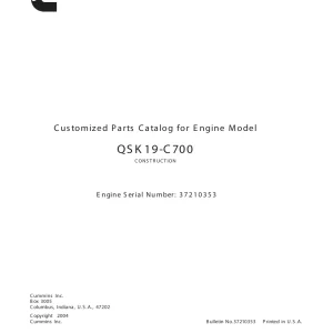 Cummins Qsk19 C700 Parts Manual