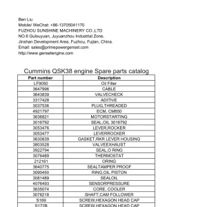 Cummins Qsk38 Parts Manual