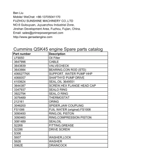 Cummins Qsk45 Parts Manual