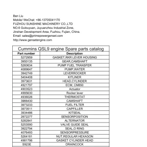 Cummins Qsl9 Parts Manual