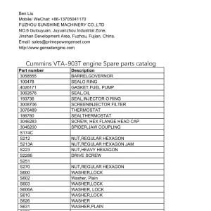 Cummins Vta 903T Parts Manual