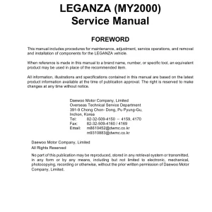 Daewoo Leganza My2000 2000 Service Manual