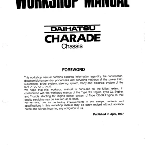 Daihatsu Charade Service Manual