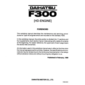 Daihatsu Feroza F300 Service Manual