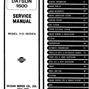 Datsun 510 1600 1973 1973 Service Manual