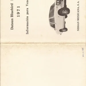 Datsun Bluebird 1500 1971 1971 Operators Manual