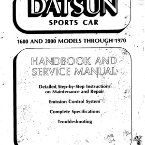 Datsun Sports 1600 2000 Models 1970 1970 Service Manual