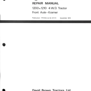 David Brown 1200 1210 4 W.D Axle Kramer Operators Manual