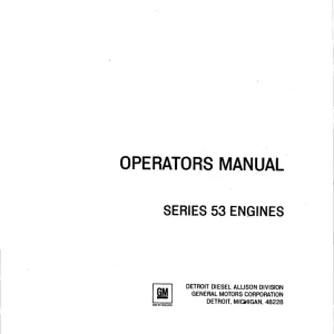 Detroit Diesel Detroit 53 1972 Operators Manual