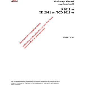 Deutz D2011W Td2011W Tcd2011W 2011 Service Manual