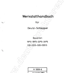 Deutz D25 H1099 6 Service Manual