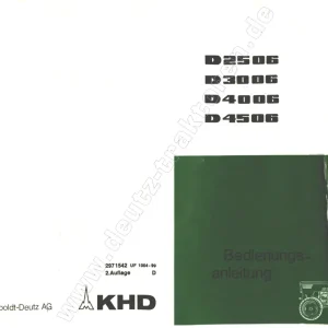 Deutz Schlepper D2506 D3006 D4006 D4506 Service Manual