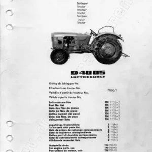 Deutz Schlepper D4005 Parts Manual