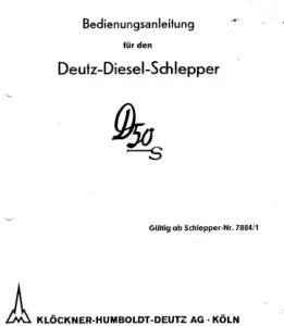 Deutz D50 Operators Manual