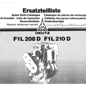 Deutz F1L208D F1L210D Parts Manual