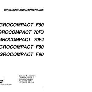 Deutz Fahr Agrocompact 60 90 Operators Manual