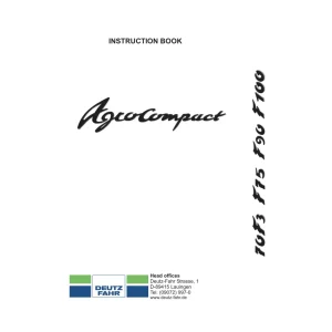 Deutz Fahr Agrocompact F70 F75 F90 F100 Operators Manual