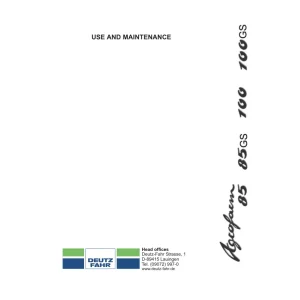 Deutz Fahr Agrofarm 85 100 Operators Manual