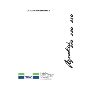 Deutz Fahr Agrokid 210 220 230 Operators Manual