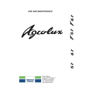 Deutz Fahr Agrolux 57 67 F57 F67 Operators Manual