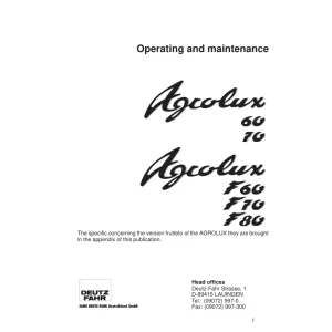Deutz Fahr Agrolux 60 F60 70 F70 80 F80 Operators Manual