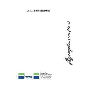 Deutz Fahr Agroplus 95 Operators Manual