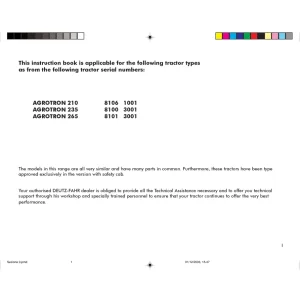 Deutz Fahr Agrotron 210 235 235 Operators Manual