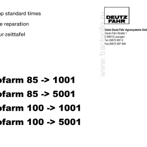 Deutz Fahr Agrofram 85 100 Parts Manual