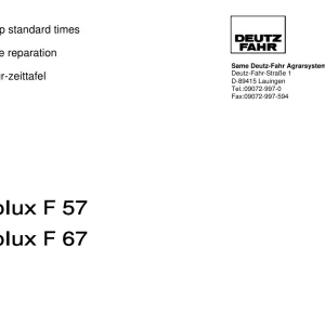 Deutz Fahr Agrolux F57 67 Operators Manual