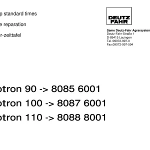 Deutz Fahr Agrotron 90 100 110 Operators Manual