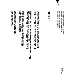 Deutz Fahr Hd 380 1993 Parts Manual