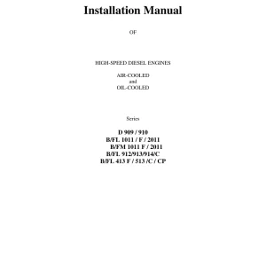 Deutz High Speed Diesel Engines Air Cooled Oil Cooled Operators Manual