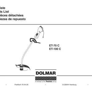 Dolmar Et70C Parts Manual