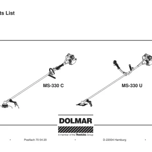 Dolmar Ms330U Parts Manual