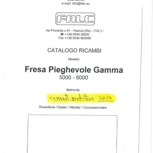 Falc Gamma 5000 6000 2013 Parts Manual
