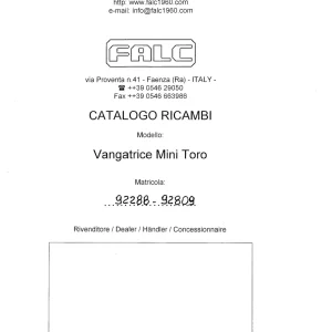 Falc Toro Parts Manual