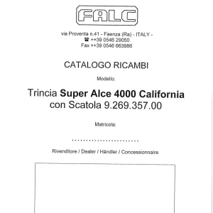 Falc Alce 4000 California Parts Manual