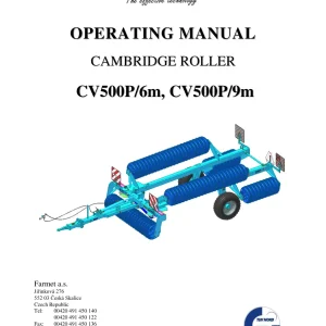 Farmet Cambridge Cv500P 6M Cv500P 9M 2009 Operators Manual