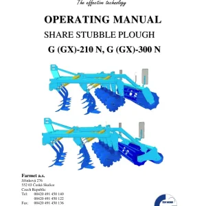 Farmet G Gx 210 300 N 2009 Operators Manual