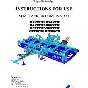 Farmet K400 450 500 600 700 800 930 1000 Ps Operators Manual