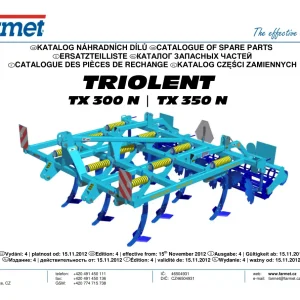 Farmet Triolent Tx300 Tx350 Parts Manual