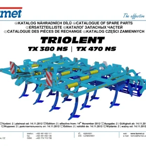 Farmet Triolent Tx380 Tx470 Ns Parts Manual